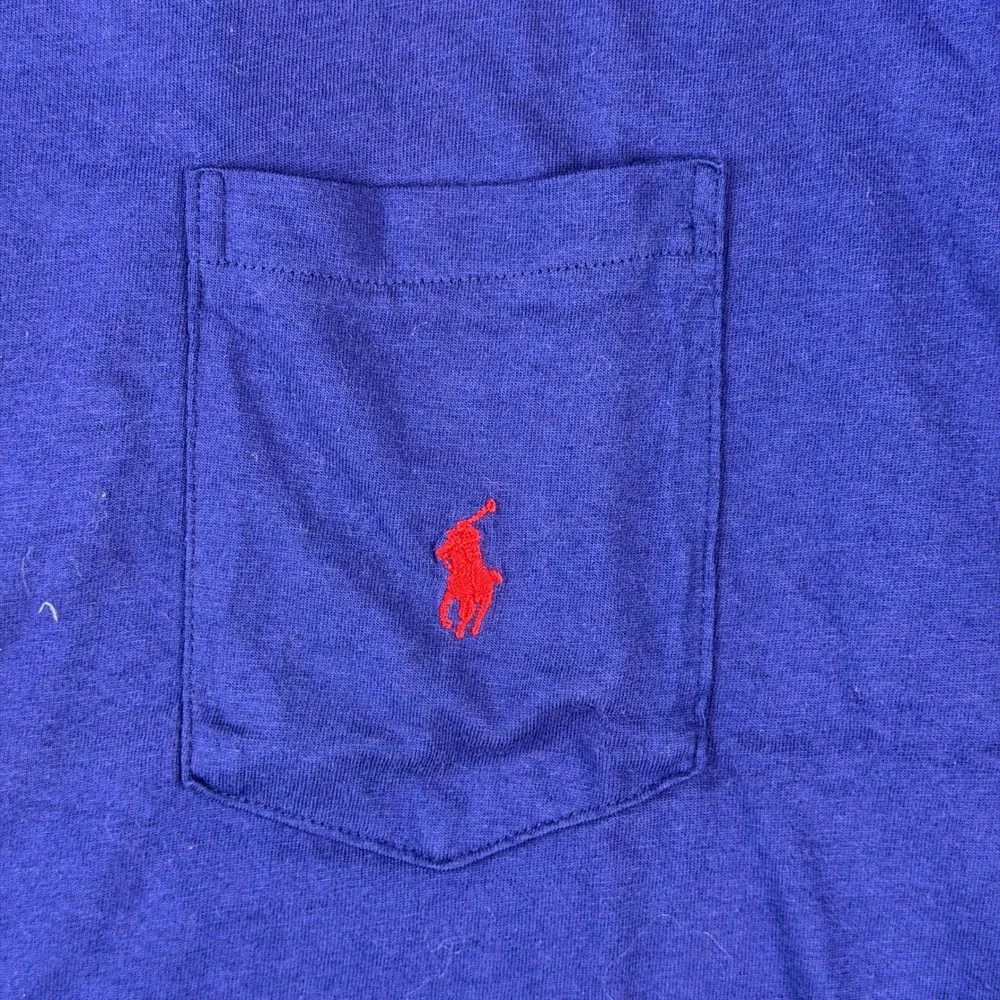 Vintage Polo Ralph Lauren Pocket T Shirt Mens M Blue Single Stitch Made in USA